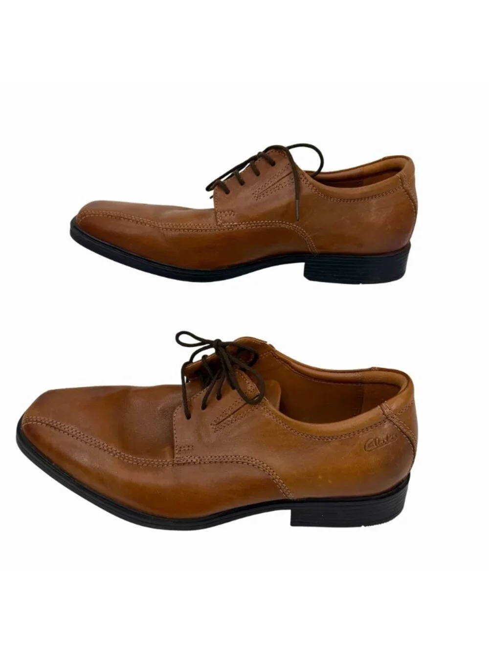 CLARKS COLLECTION MEN'S LT BROWN ULTIMATE COMFORT LEATHER OXFORD LACE UP DRESS S